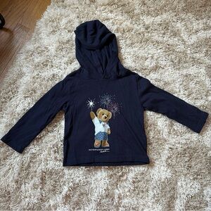 Polo Ralph Lauren Patriotic Polo Bear Long Sleeve Hooded Navy Blue (Size 2/2T)
